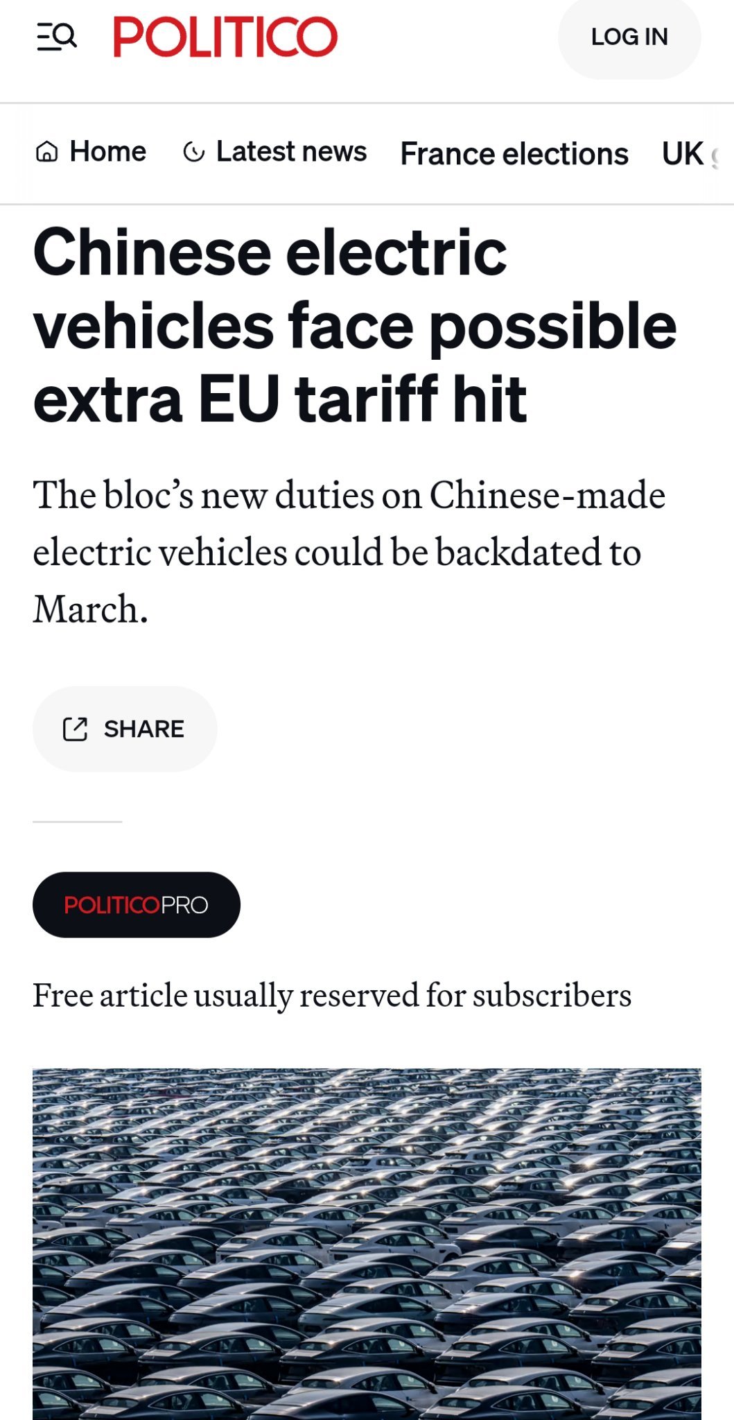 EU’s new duties on Chinese EV could be backdated to March