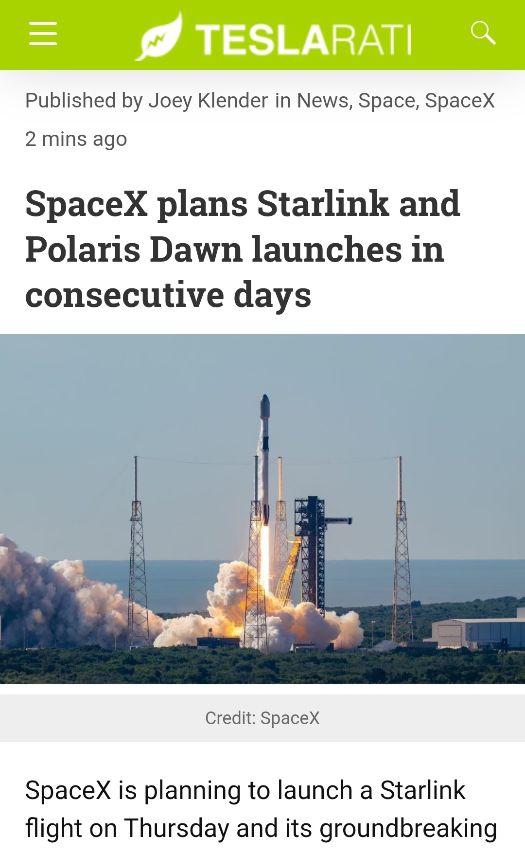 spacex公司计划在9月6日进行Polaris Dawn发射，FAA已经批准