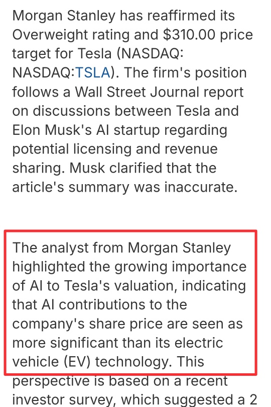 "Muskonomy"＆モルガン・スタンレーは、テスラの株式に対して超過配分の評価を維持しています。