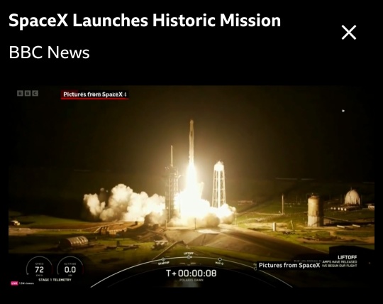 Spacexポラリス・ドーンミッションは、9月10日午後5時30分（シンガポール時間）に打ち上げられました。