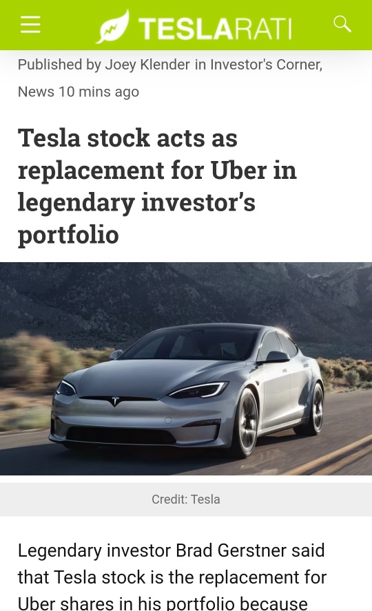 Legendary investor dumped Uber stock buy Tesla stock. Uber downed 20% after Tesla Robotaxi Event. 