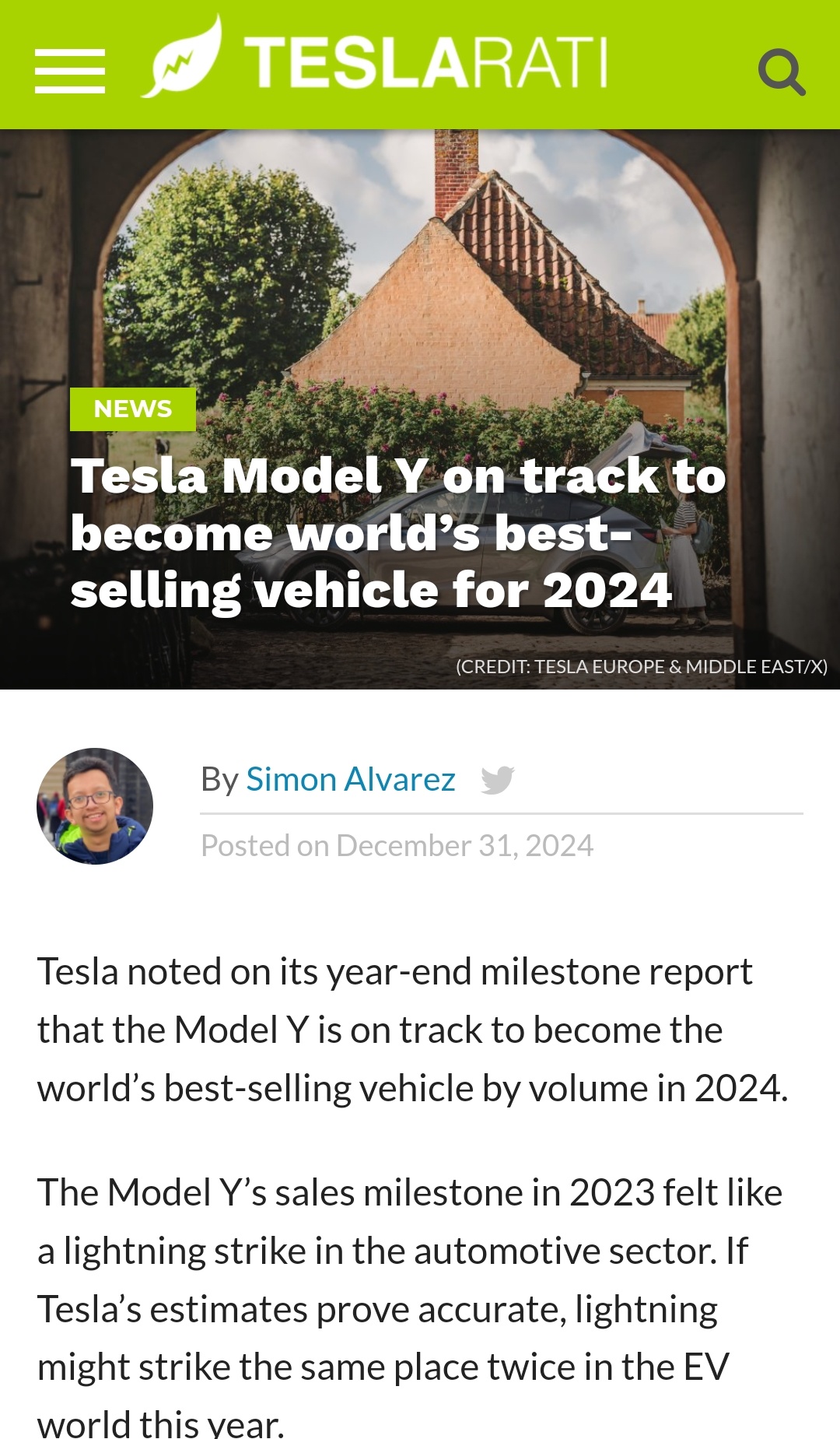 特斯拉Model Y有望成为2024年全球最畅销的车型