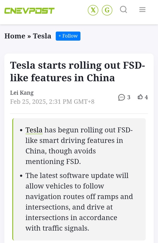 Tesla starts rolling out FSD-like features in China