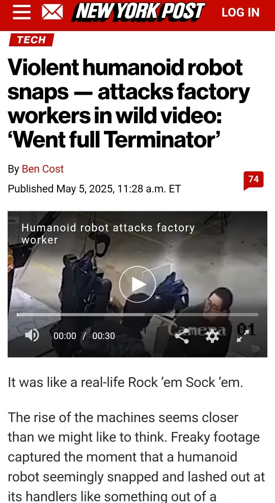 China Violent humanoid robot snaps and attacks factory workers