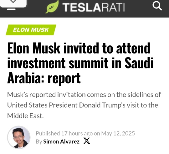 Elon Musk invited to attend investment summit in Saudi Arabia