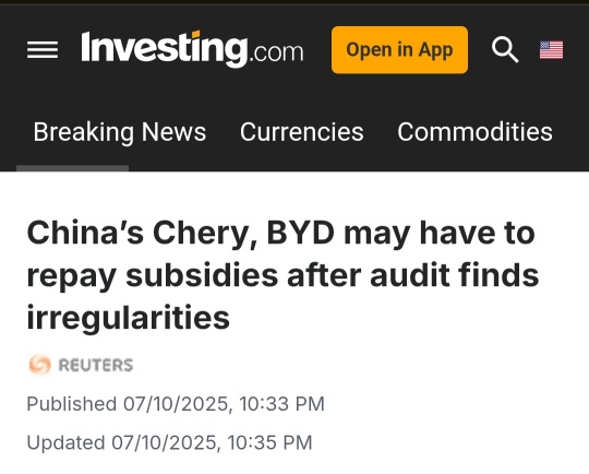 中国のチェリーとBYDは5300万ドルの政府補助金を不正に請求しました