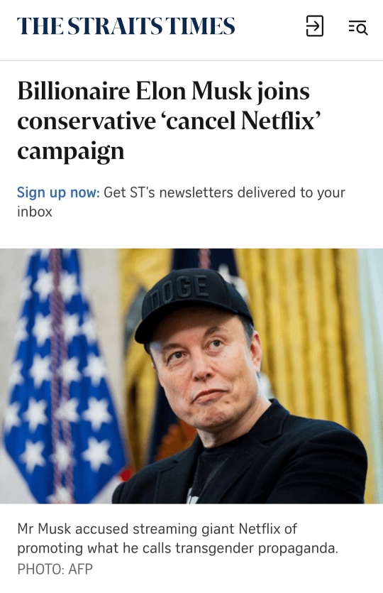 Elon Musk joins 'cancel Netflix' campaign, citing transgender content and diversity push