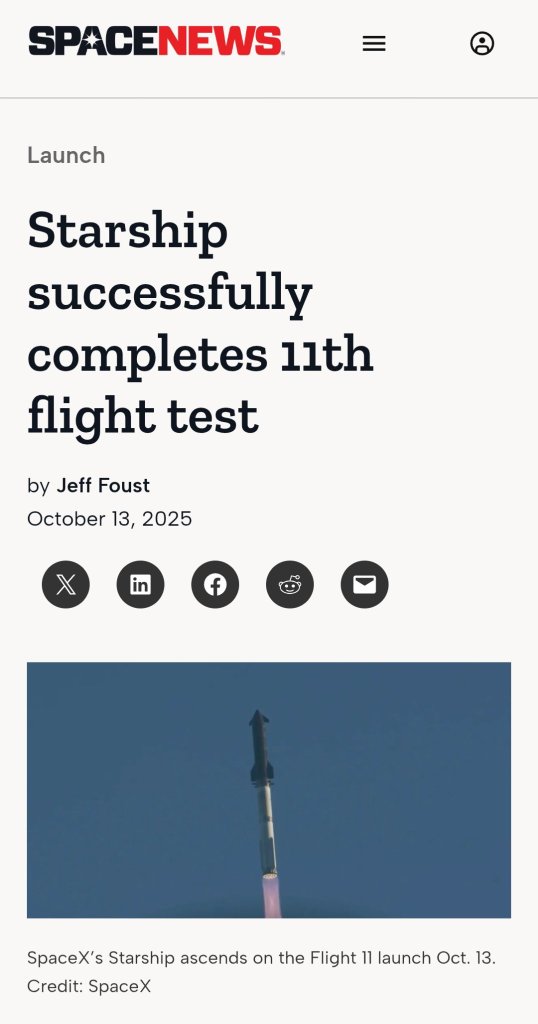 Musk's SpaceX Starship successfully completes 11th flight test