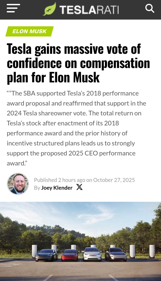 Tesla gains massive vote of confidence on compensation plan for Elon Musk
