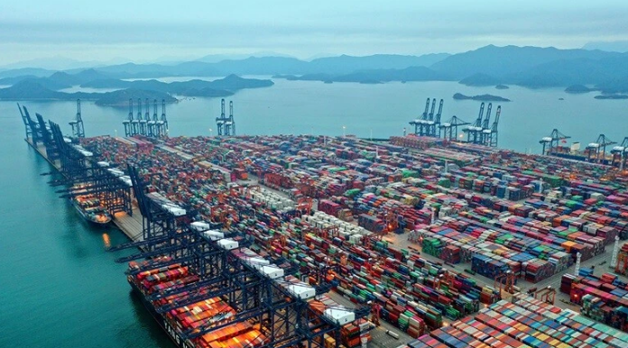 Bird-eye view of the Port of ShenZhen.