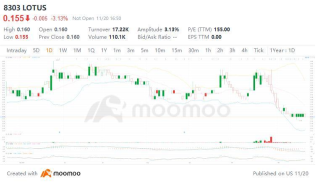 ロータス（8303）：キーサポートレベルをRM0.155でテスト中