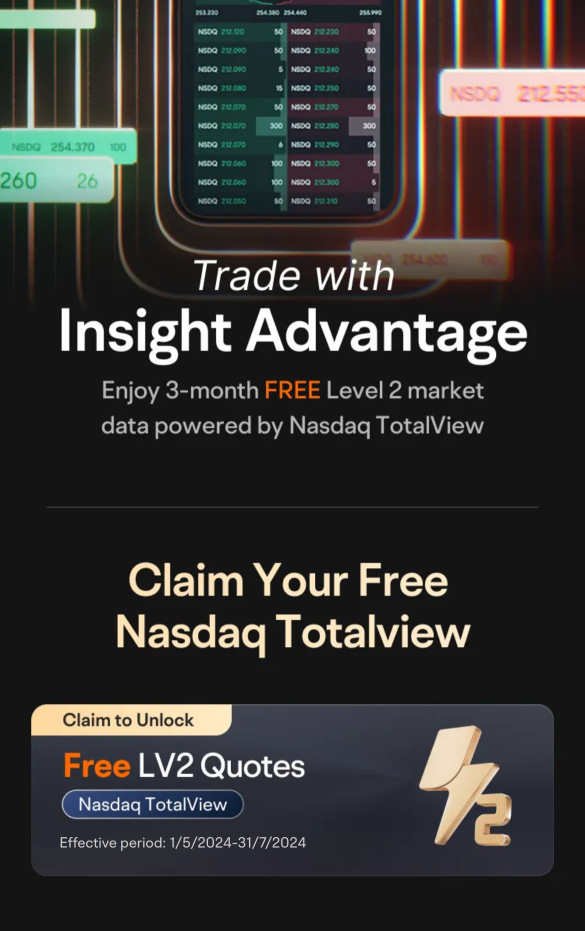 Free TotalView Level 2 market data for 3 months