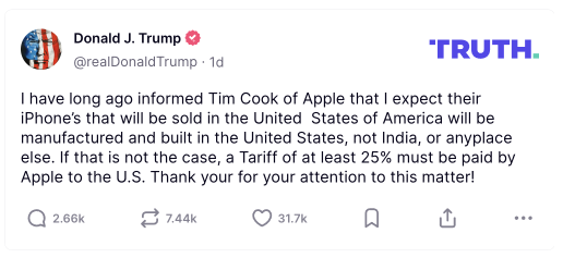 Trump's 25% Tariff on Apple: It’s not a big deal