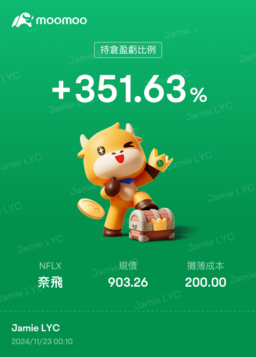 $奈飞 (NFLX.US)$ 贺🎊 破9百！！！