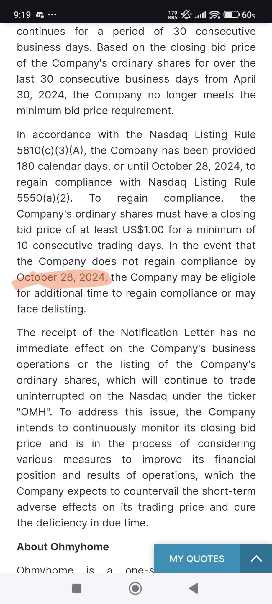 $Ohmyhome (OMH.US)$ anyone has any idea wtf is the sexy founders plan to do to address the non compliance? its already over the 28 oct deadline