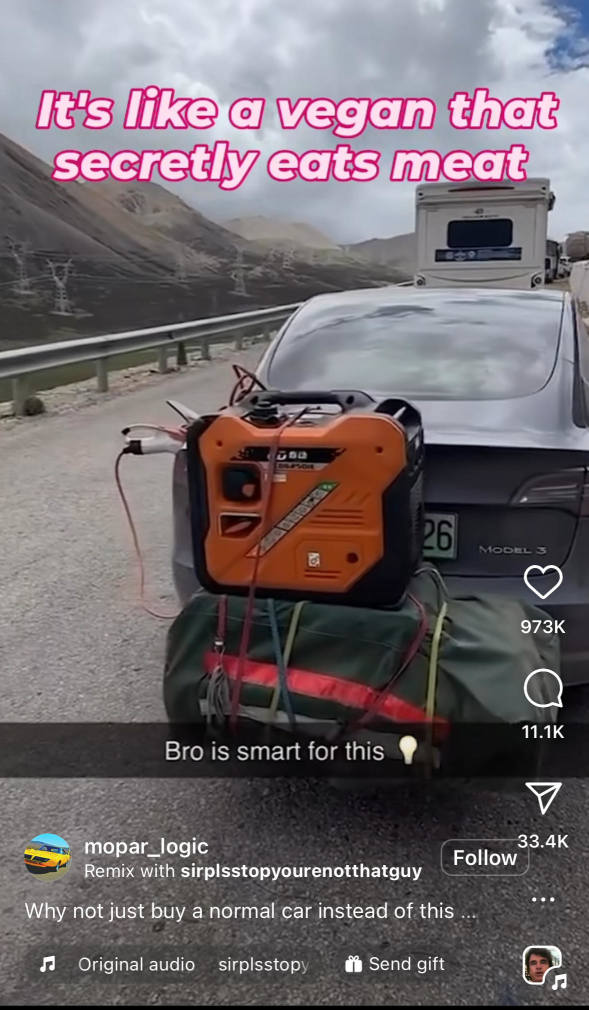 TESLA GETTING POWERED BY A DIESEL GENERATOR !! LOL