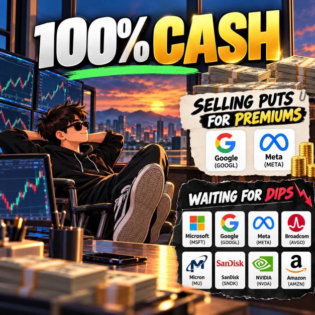 ถือเงินสด 100% แล้วเน้น Sell Put เก็บค่าพรีเมียมรัวๆ 😎