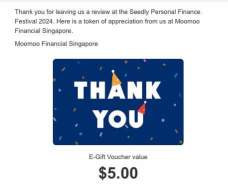 由 Seedly 提供的 5 新加坡元兌換券