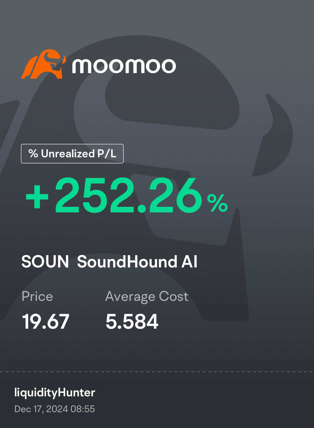 $SoundHound AI (SOUN.US)$ everyday is a bull market ?