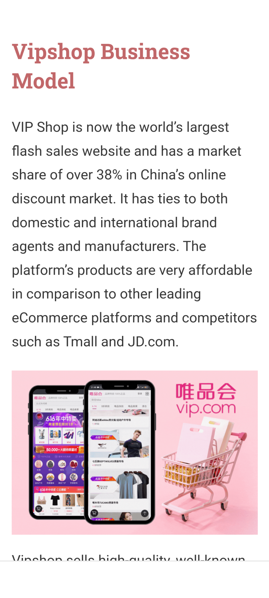 $Vipshop (VIPS.US)$ a china based e-commerce platform that sells genuine branded goods ,not many outside of china know about .38% of china online discount marke...