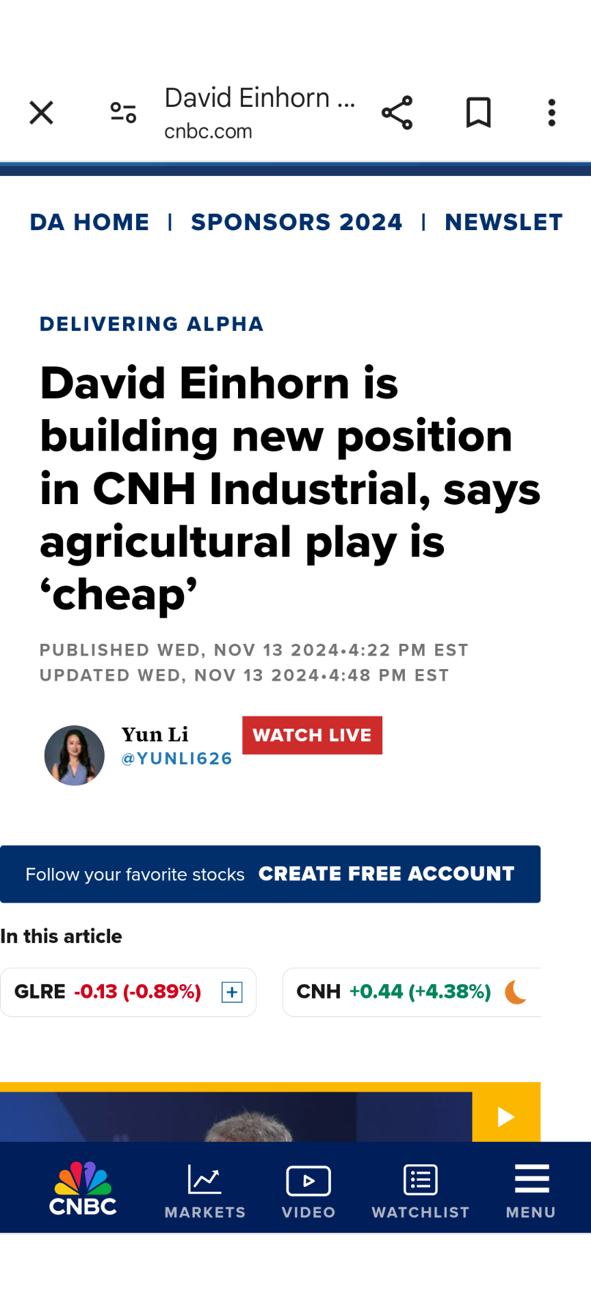 $CNH Industrial (CNH.US)$ Goddamn david einhorn for spilling the beans on CNH. i hv been waiting for it to touch 8 now i have to rush in to pick up the shares. ...