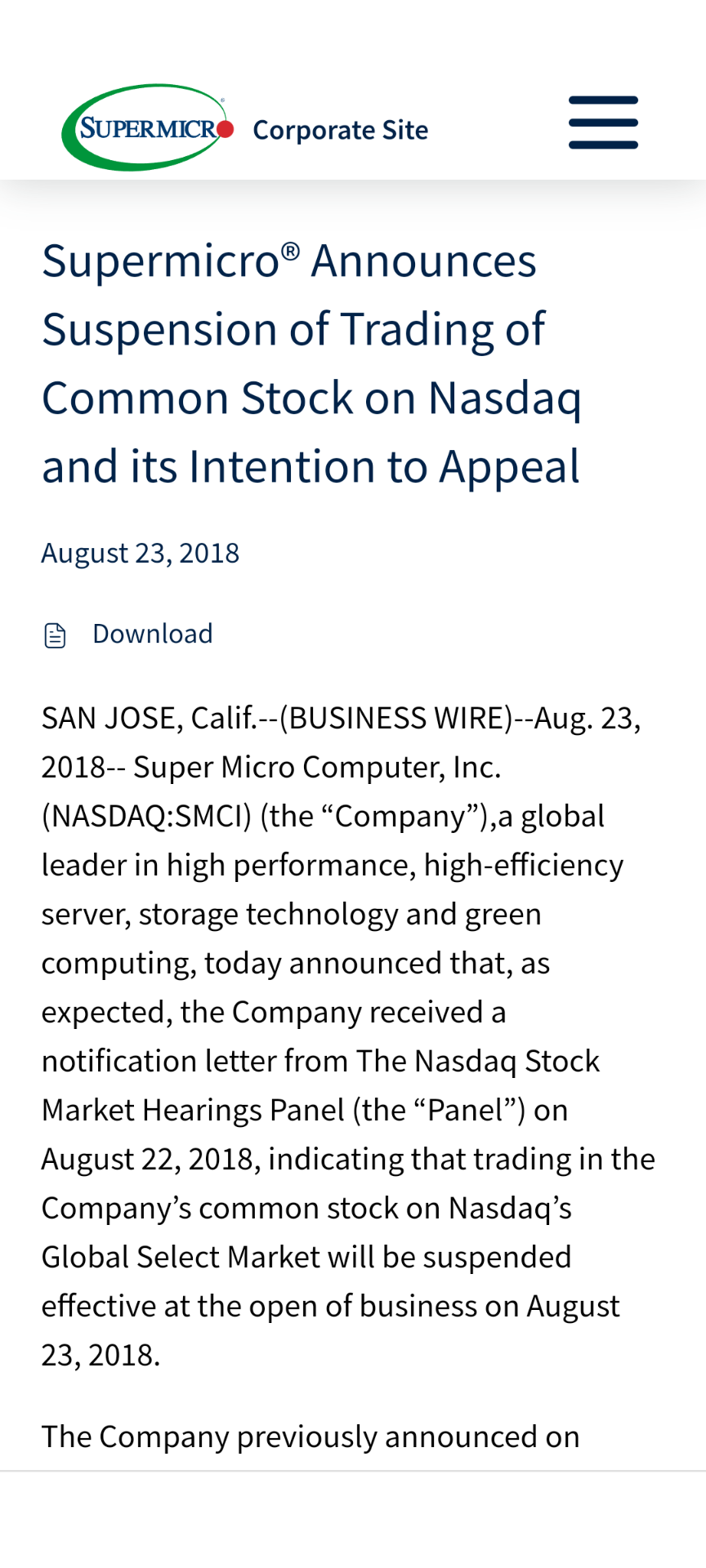 $Super Micro Computer (SMCI.US)$ mgmt will drag it out as long as possible for them to offload n nasdaq could still say no to their plan submission.