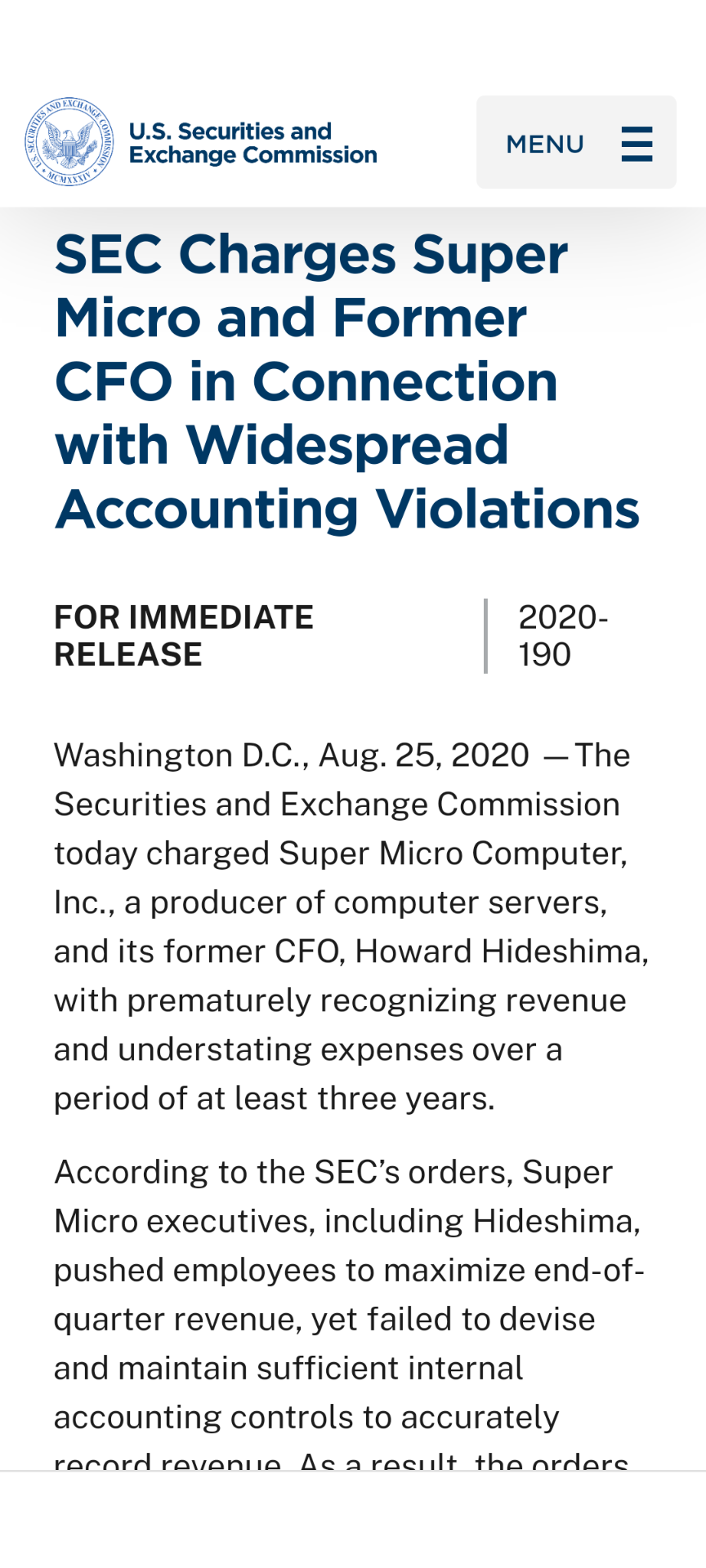 $Super Micro Computer (SMCI.US)$ if an entity was busy collecting revenue, they wouldn't be busy cooking the books. Go up it may n big boys gg to take the first...