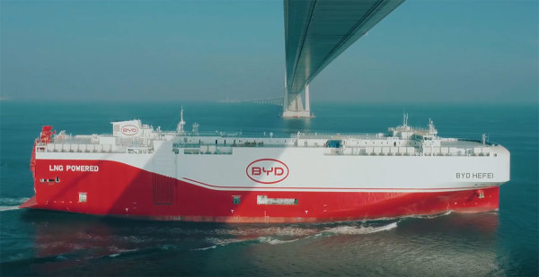 BYD Hefei sets sail as NEV maker's 3rd car carrier joins fleet