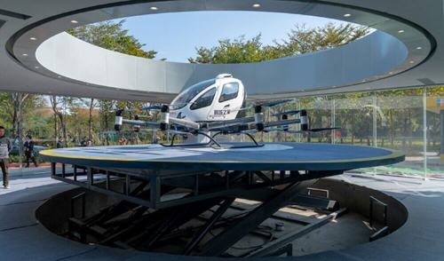 EHang Unveils a Futuristic Vertical Lift Vertiport for Its Autonomous Air Taxi