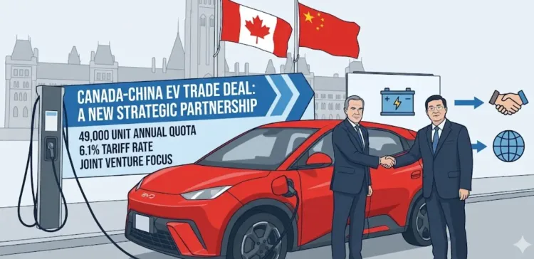 加拿大与美国分道扬镳，将对中国电动汽车的100%关税削减至6%