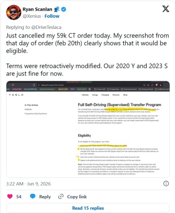 テスラがFSD移行条件を変更したため、6万ドルのサイバートラックAWDの注文が大量キャンセルされる