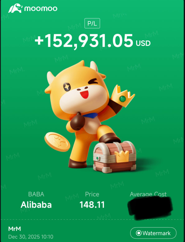 大家放輕鬆，目標是明年阿里巴巴330美元 🚀