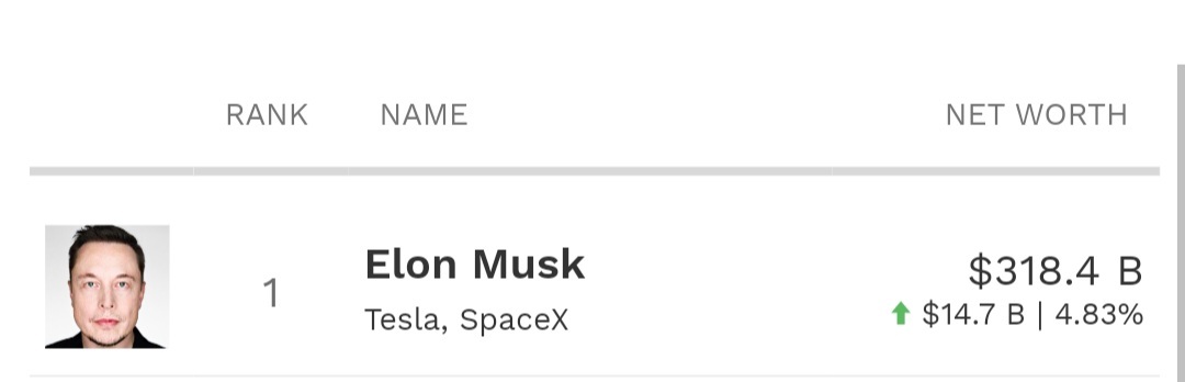 $特斯拉 (TSLA.US)$ 埃隆财富再次增长