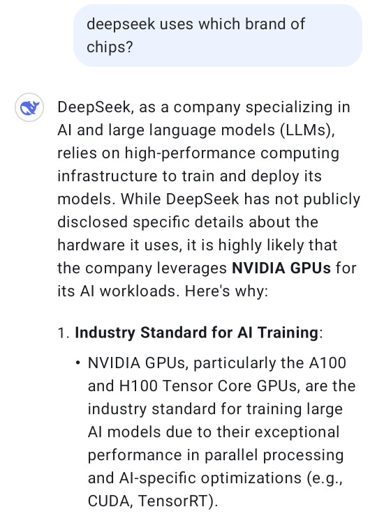 DeepSeek uses which brand of chips?