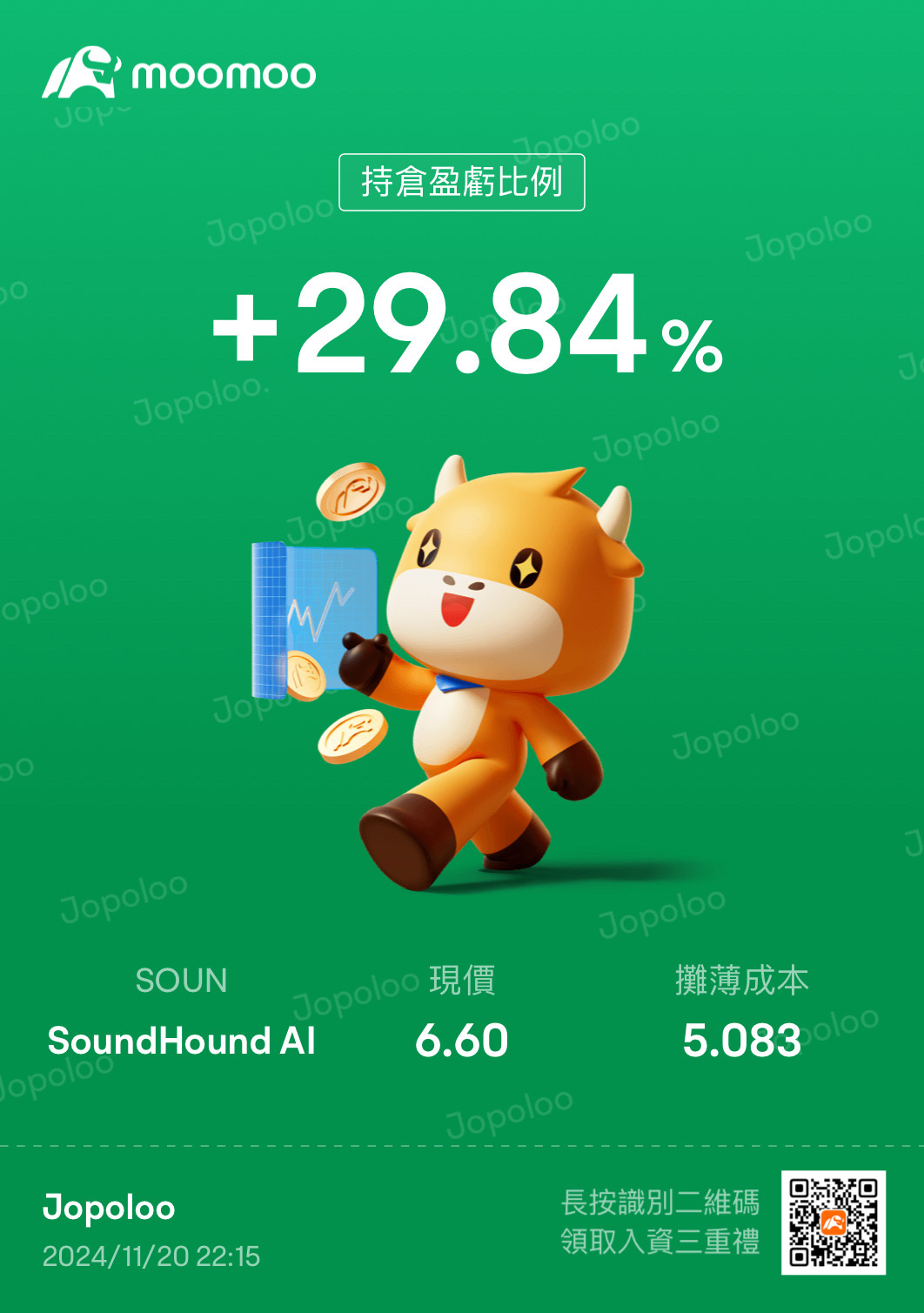 $SoundHound AI (SOUN.US)$ 非常看好这股某天会大涨[色]