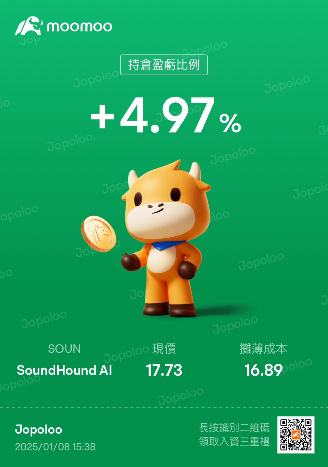 $SoundHound AI (SOUN.US)$ Although there was a big drop yesterday, in the long run, I believe it will rise back and break through the historical high point![Scr...