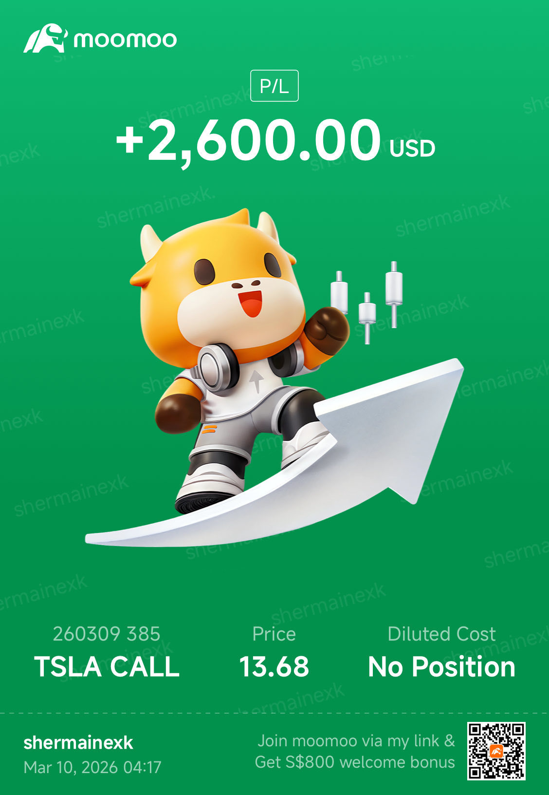 $特斯拉 (TSLA.US)$ 耐心是关键，一点小收益也能积少成多。一定要知道何时套现，不要太贪心 🙏🏼