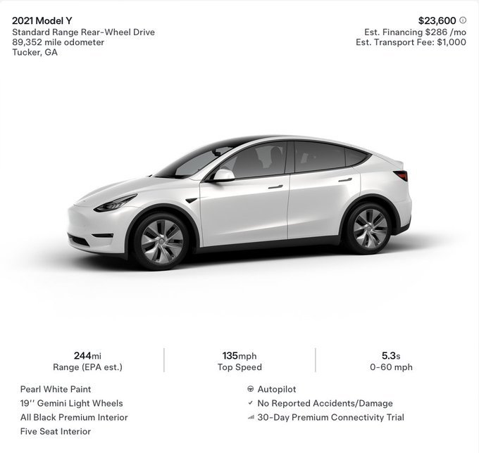 $Tesla (TSLA.US)$ used Model Y for $23,600