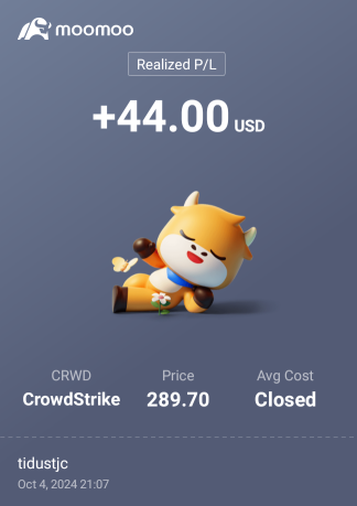 Long 279usd for 4 units, closed at 290usd.