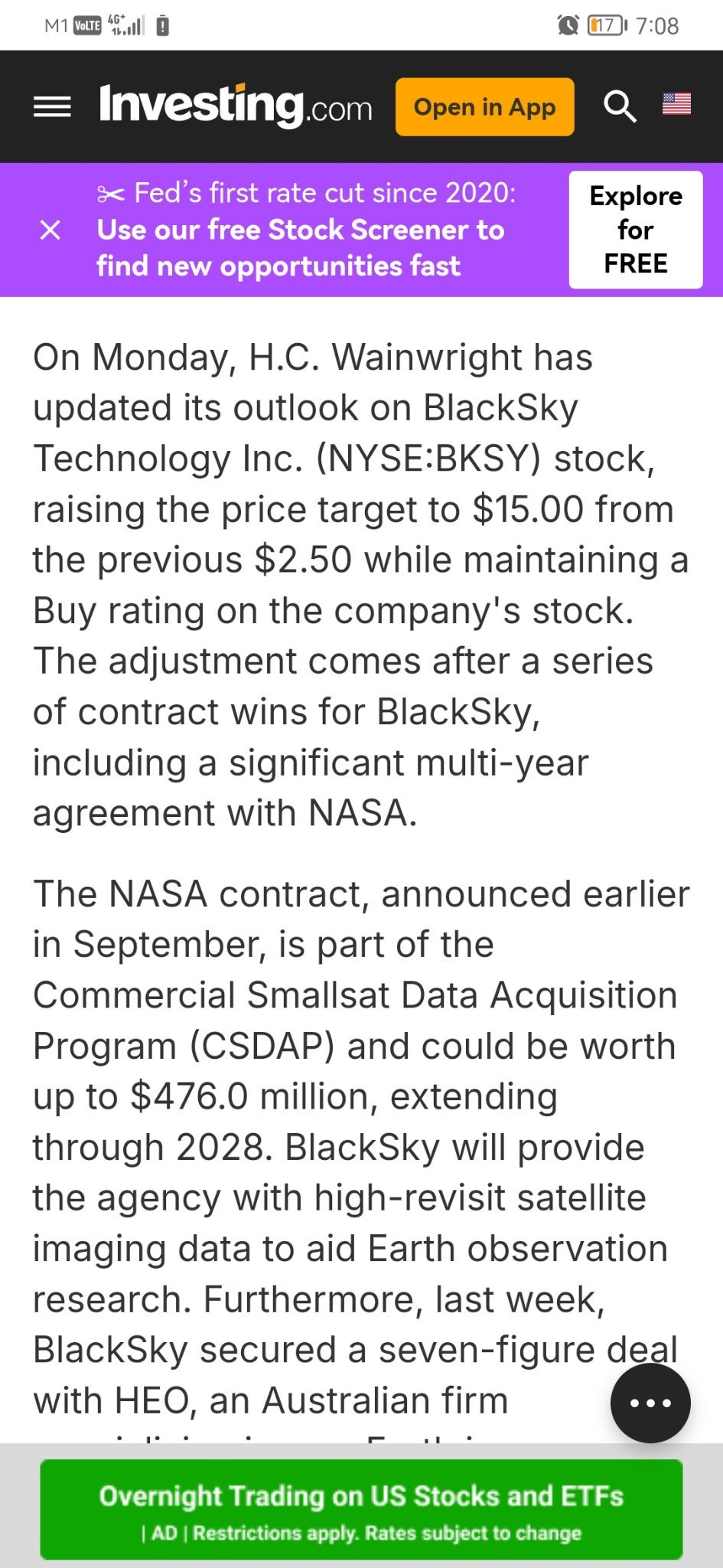 BlackSky stock boosted by new NASA contract