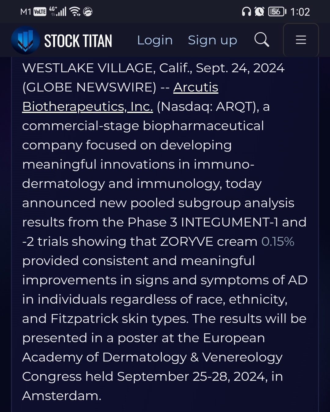 New Data Shows ZORYVE® (Roflumilast) Cream 0.15% Provided Consistent Improvement of Atopic Dermatitis in Individuals With Diverse Skin Types