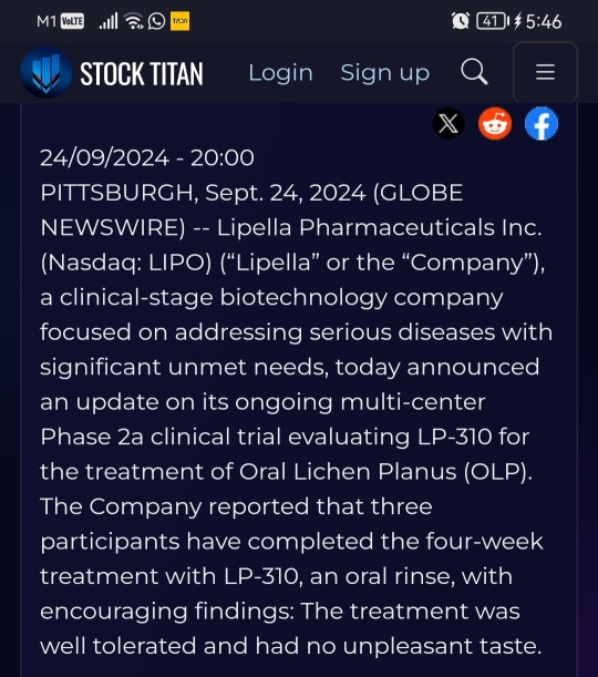 Lipella Pharmaceuticals Reports Encouraging Early Tolerability Results in Phase 2a Trial of LP-310 for Oral Lichen Planus