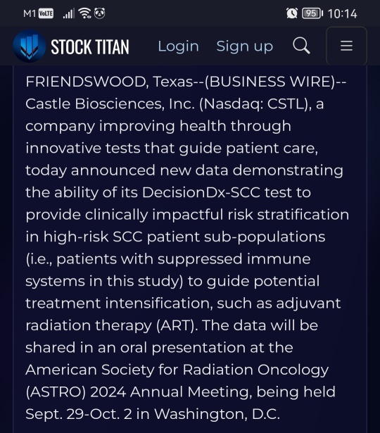 ASTRO 2024年的新數據顯示，Castle Biosciences的DecisionDx®-SCC測試比單獨BWH分期更準確地進行風險分層，以指導對免疫抑制患者的強化治療。