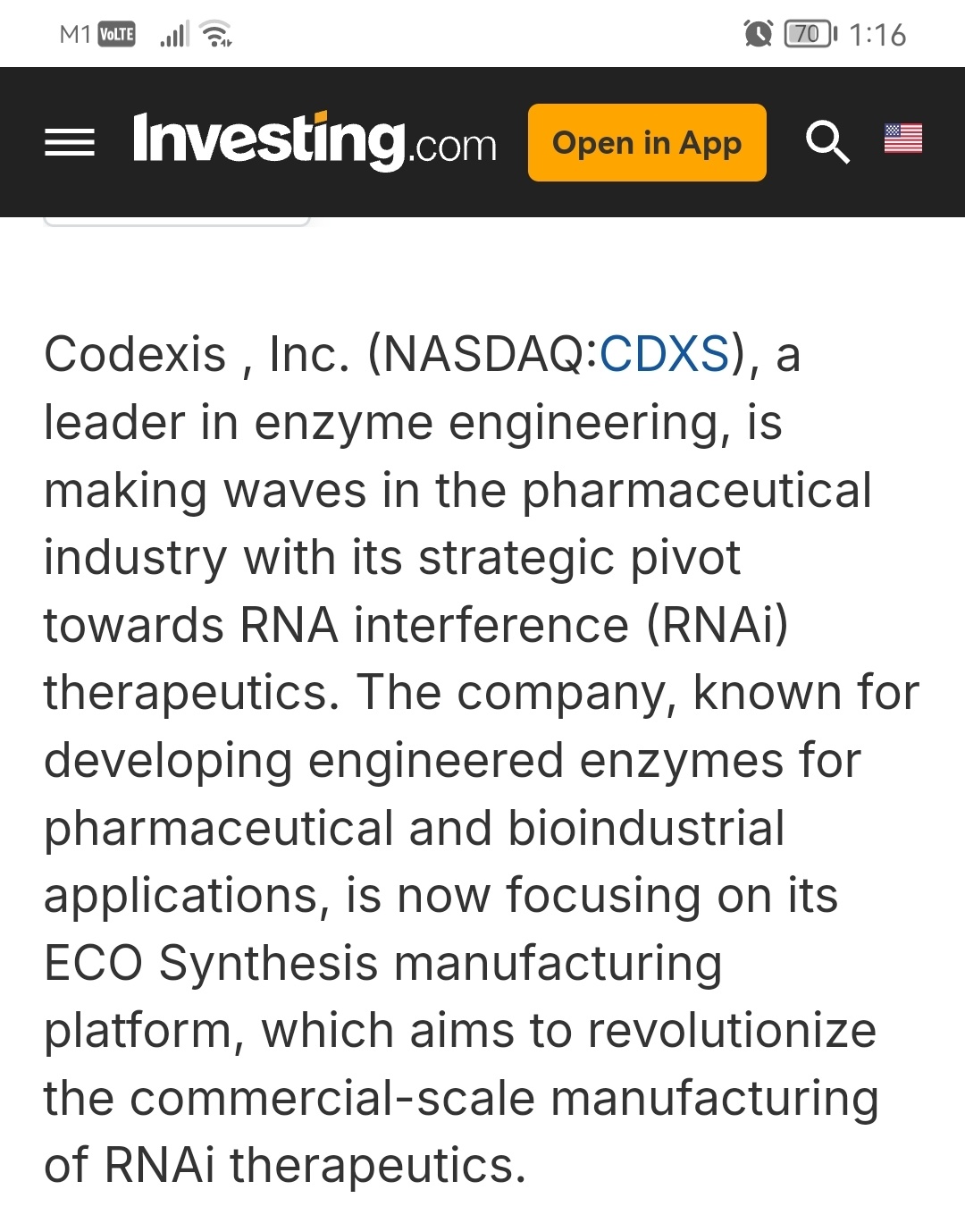 华尔街SWOT分析：codexis股票转向RNAi，分析师看好酶的潜力Investing.com发布于09/27/2024，上午10:47