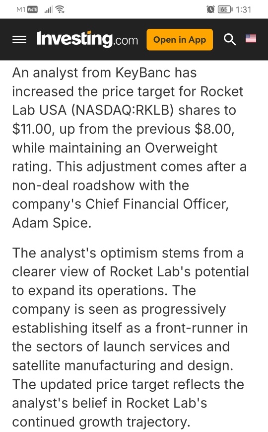 Rocket Lab stock target raised on scale-up confidenceInvesting.comEditorTanya MishraPublished 09/27/2024, 11:39 AM