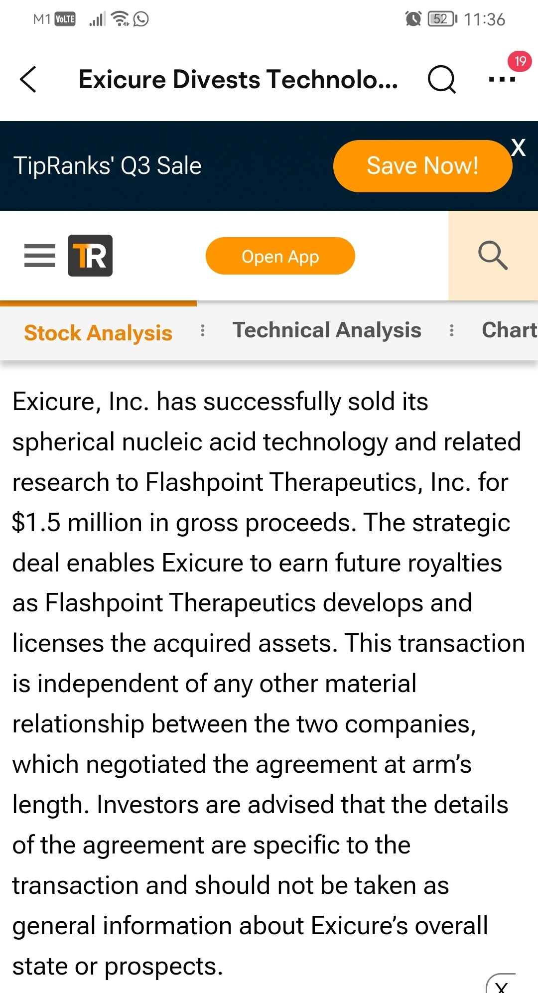 Exicureはテクノロジーをフラッシュポイントに売却し、ロイヤリティを確保します