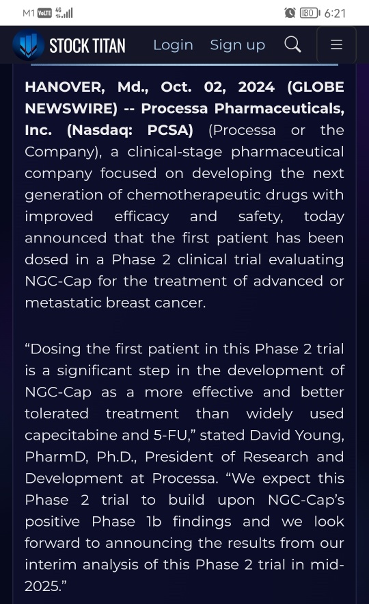 Processa Pharmaceuticals Announces First Patient Dosed in Phase 2 Clinical Trial of NGC-Cap in Metastatic Breast Cancer