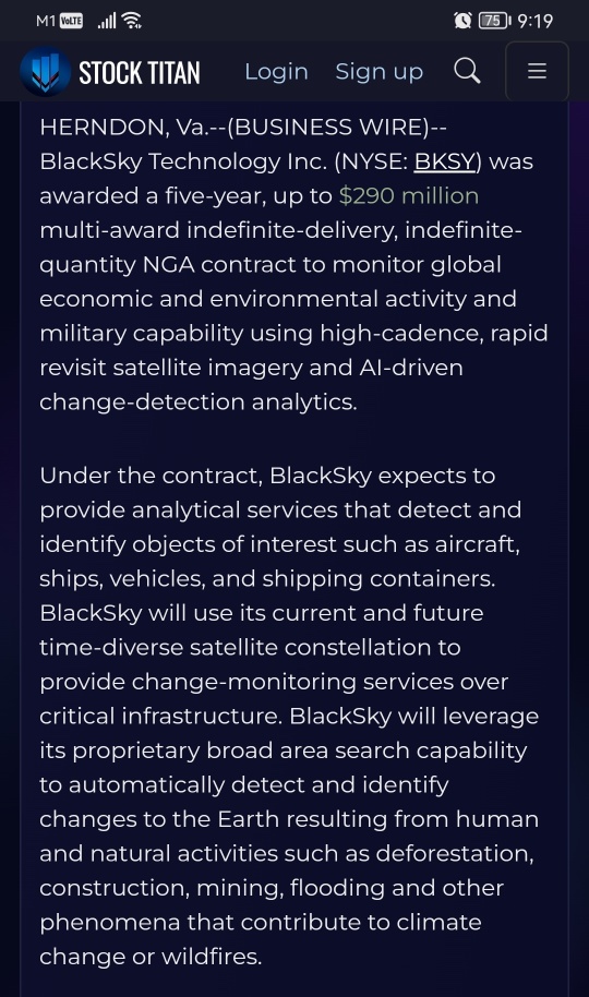 BlackSky Wins Five-Year NGA Luno A Contract Valued Up to $290 Million to Monitor Global Economic Activity and Military Capability