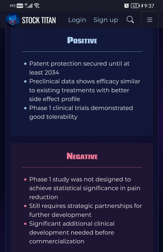 Vistagen Receives U.S. Patent for AV-101 to Treat Neuropathic Pain