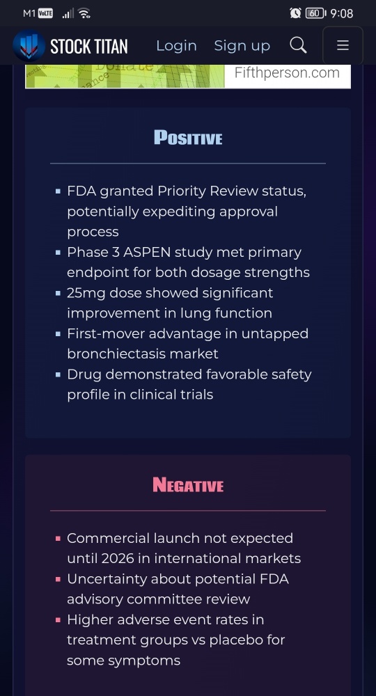 FDA将Insmed的Brensocatib用于治疗支气管扩张症的优先审查，PDUFA目标行动日期定为2025年8月12日